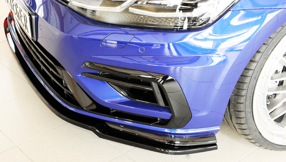 VW Golf 7 R Rieger Spoilerschwert nur für R / R-Line für orig. Frontschürze ABS, schwarz glänzend, für Fzg. mit R-Line Exterieur, 
inkl. Montagezubehör, ABE