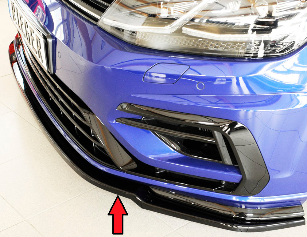VW Golf 7 R Rieger Spoilerschwert nur für R / R-Line für orig. Frontschürze ABS, schwarz glänzend, für Fzg. mit R-Line Exterieur, 
inkl. Montagezubehör, ABE