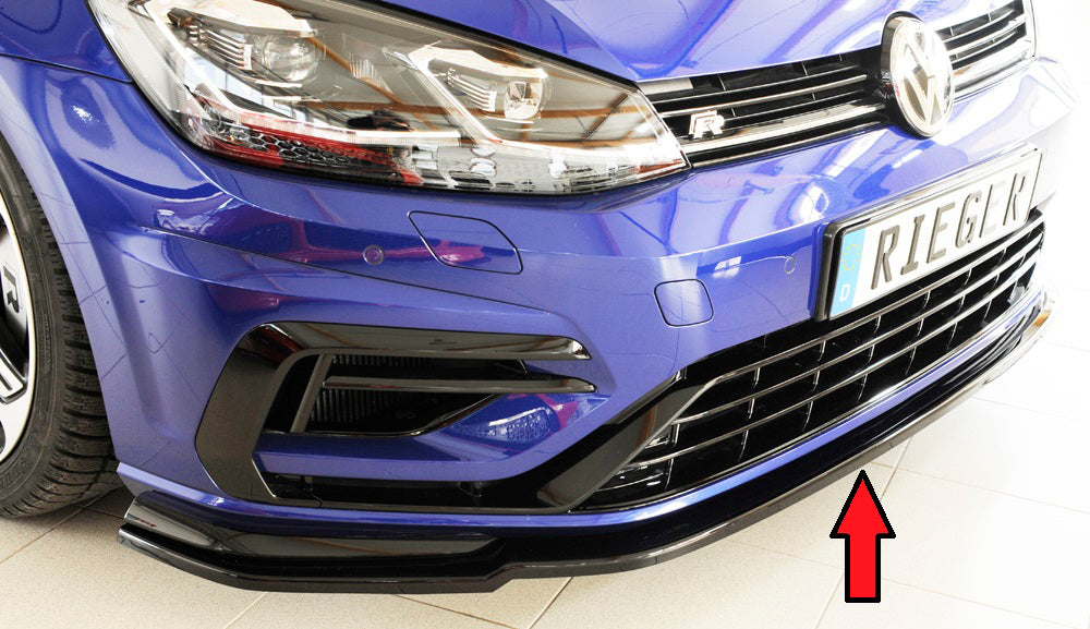 VW Golf 7 R Rieger Spoilerschwert nur für R / R-Line für orig. Frontschürze ABS, schwarz glänzend, für Fzg. mit R-Line Exterieur, 
inkl. Montagezubehör, ABE