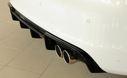 Audi A3 S3 (8V) Rieger Heckeinsatz (Typ: 88142)  für orig. Doppelendrohr li u. re, ABS, schwarz glänzend, für Fzg. mit S-Line Exterieur, 
inkl. Montagezubehör, Gutachten