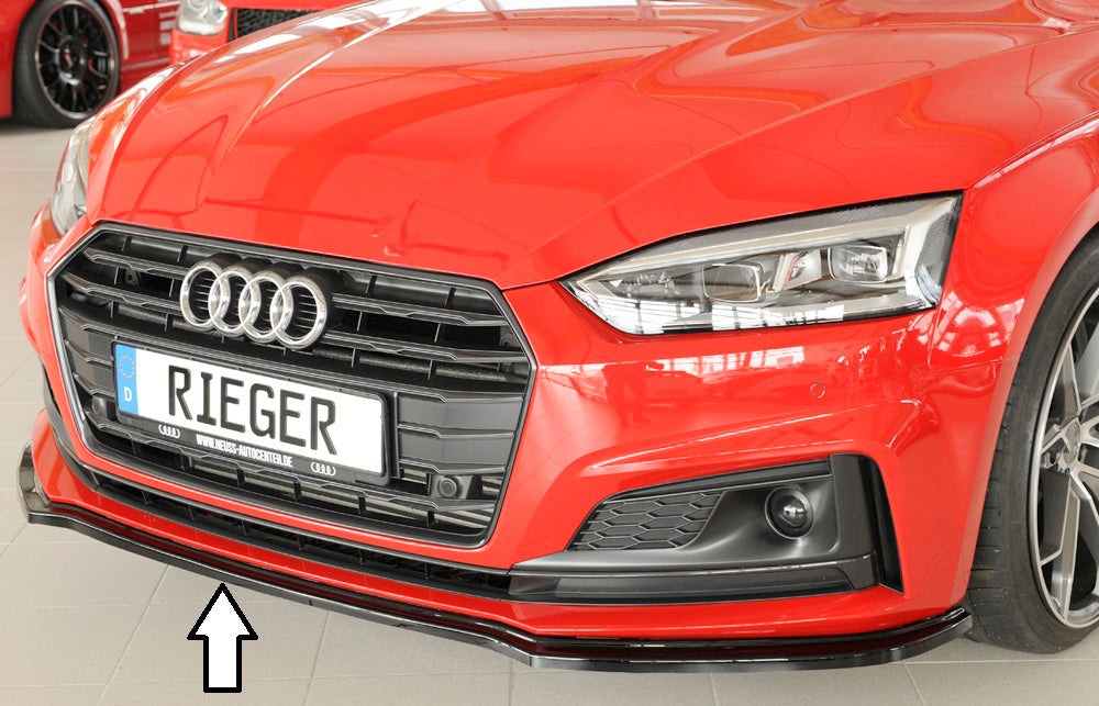 Audi A5 (B9/F5) Rieger Spoilerschwert für orig. S-Line Frontschürze für orig. Frontschürze, ABS, schwarz glänzend, für Fzg. mit S-Line Exterieur, 
inkl. Montagezubehör, ABE