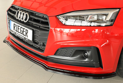 Audi A5 (B9/F5) Rieger Spoilerschwert für orig. S-Line Frontschürze für orig. Frontschürze, ABS, schwarz glänzend, für Fzg. mit S-Line Exterieur, 
inkl. Montagezubehör, ABE