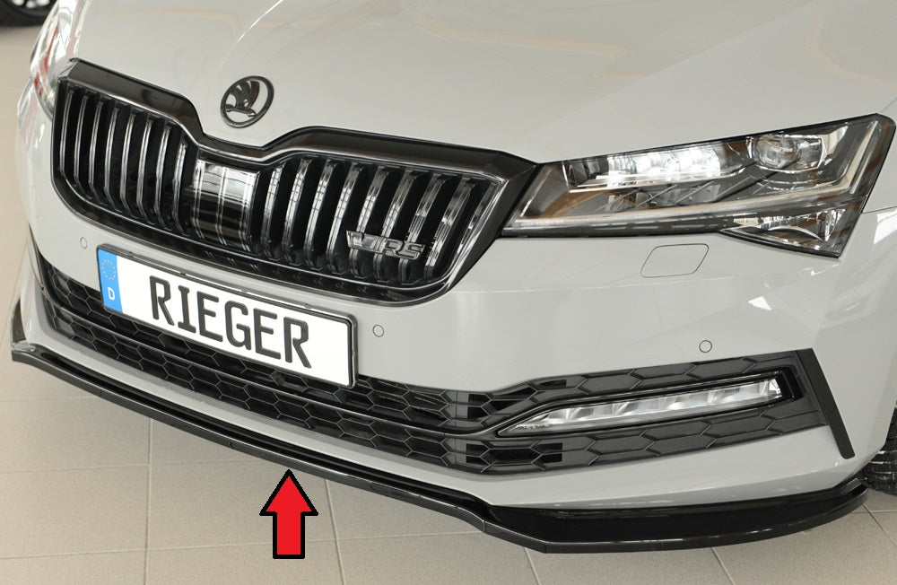 Skoda Superb III (3T/3V) Rieger Spoilerschwert für orig. Frontschürze, ABS, schwarz glänzend, 
inkl. Montagezubehör, ABE