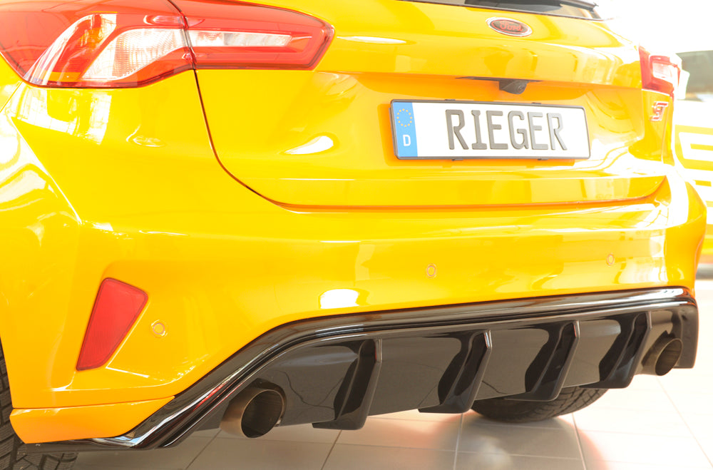 Ford Focus 4 ST (DEH) Rieger Heckeinsatz  für orig. Endrohr li. u. re., (83mm ø), ABS, schwarz glänzend, für Fzg. mit ST-Line, 
inkl. Montagezubehör, Gutachten