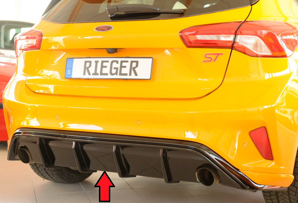 Ford Focus 4 ST (DEH) Rieger Heckeinsatz  für orig. Endrohr li. u. re., (83mm ø), ABS, schwarz glänzend, für Fzg. mit ST-Line, 
inkl. Montagezubehör, Gutachten