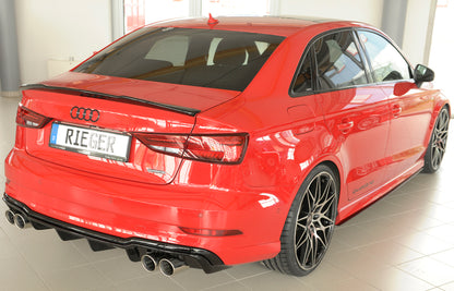 Audi A3 (8V) Rieger Heckeinsatz  für Sportendrohr li. u. re., (4x90mm ø), ABS, schwarz glänzend, für Fzg. mit S-Line Exterieur, 
inkl. Montagezubehör, Gutachten