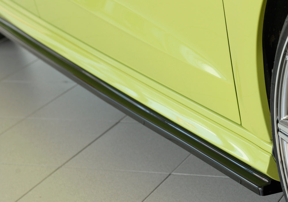 Audi A3 (8V) Rieger Seitenschwelleransatz für S-Line-Schweller / S3-Schweller rechts, für orig. Seitenschweller, ABS, schwarz glänzend, für Fzg. mit S-Line Exterieur, 
inkl. Montagezubehör, Gutachten