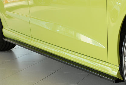 Audi A3 (8V) Rieger Seitenschwelleransatz für S-Line-Schweller / S3-Schweller rechts, für orig. Seitenschweller, ABS, schwarz glänzend, für Fzg. mit S-Line Exterieur, 
inkl. Montagezubehör, Gutachten