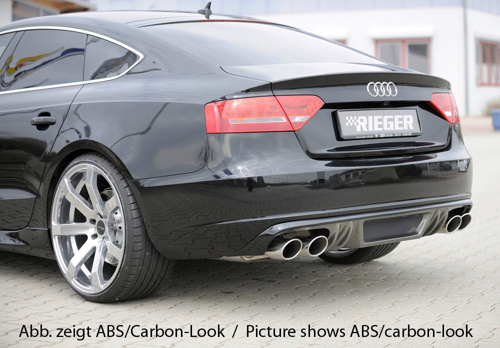 Audi A5 (B8/B81) Rieger Heckeinsatz (GBL-55438)  für Doppelendrohr li. u. re., (4x115x85mm oval), ABS, schwarz glänzend, für Fzg. ohne S-Line Exterieur, 
inkl. Montagezubehör, Gutachten