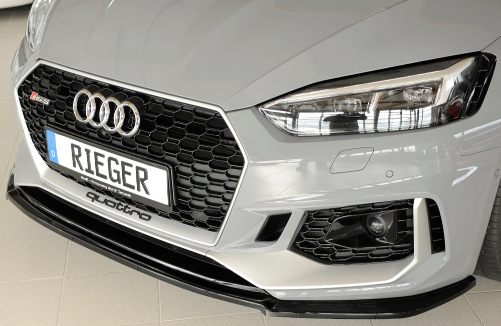 Audi RS5 (B9/F5) Rieger Spoilerschwert für orig. RS5-Frontschürze für orig. Frontschürze, ABS, schwarz glänzend, 
inkl. Montagezubehör, ABE