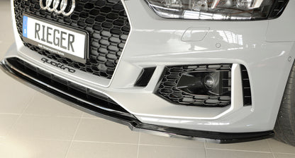 Audi RS5 (B9/F5) Rieger Spoilerschwert für orig. RS5-Frontschürze für orig. Frontschürze, ABS, schwarz glänzend, 
inkl. Montagezubehör, ABE