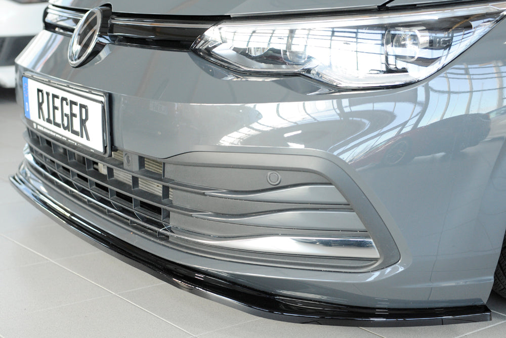 VW Golf 8 Rieger Spoilerschwert für orig. Frontschürze für orig. Frontschürze, ABS, schwarz glänzend, 
inkl. Montagezubehör, ABE
