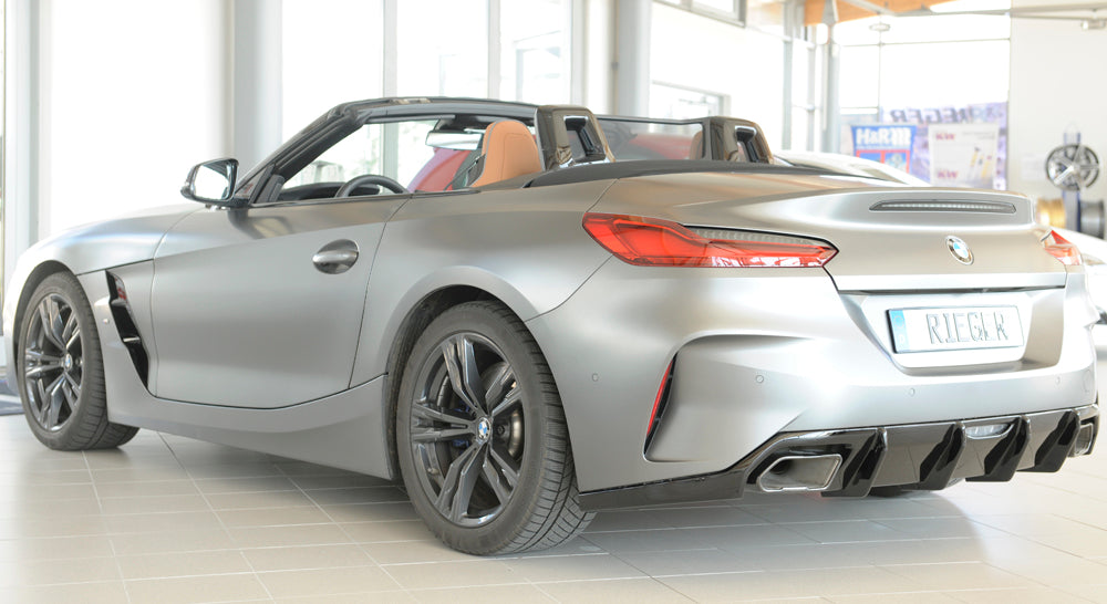 BMW Z4 (G4Z/G29) Rieger Heckeinsatz nur für M-Sport-Paket-Heckschürze für orig. Endrohr li. u. re., ABS, schwarz glänzend, für Fzg. mit M-Sport-Paket, 
inkl. Montagezubehör, Gutachten