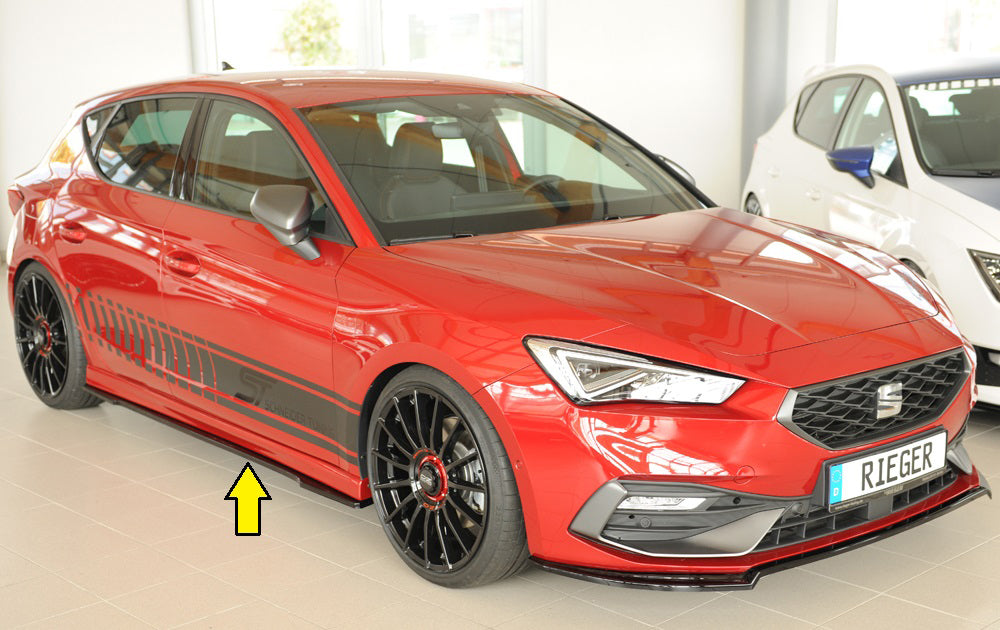 Seat Leon (KL) Rieger Seitenschwelleransatz rechts, für RIEGER-Seitenschweller, ABS, schwarz glänzend, 
inkl. Montagezubeh...