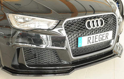 Audi RS3 (8V) Rieger Spoilerschwert für orig. Frontschürze, ABS, schwarz glänzend, 
inkl. Montagezubehör, ABE
