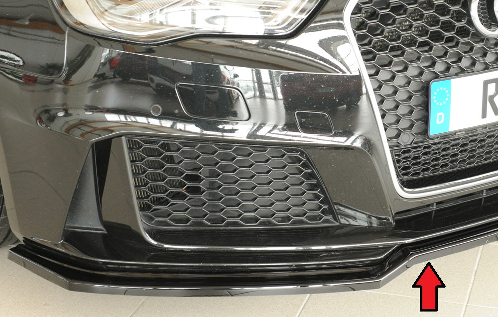 Audi RS3 (8V) Rieger Spoilerschwert für orig. Frontschürze, ABS, schwarz glänzend, 
inkl. Montagezubehör, ABE
