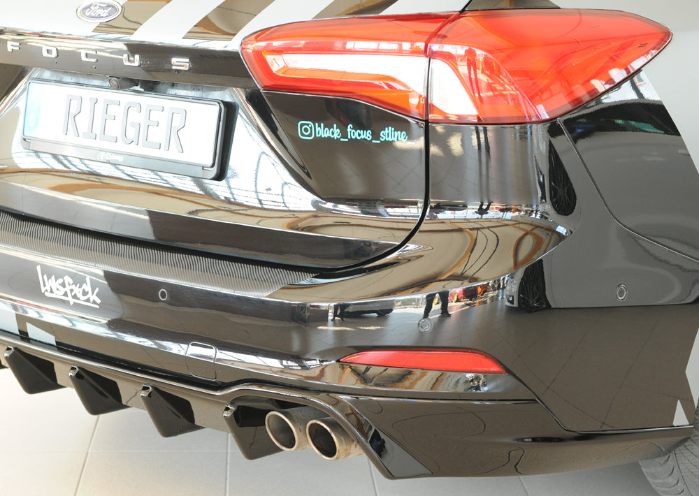 Ford Focus 4 (DEH) Rieger Heckeinsatz für orig. Doppelendrohr re., (2x70mm ø), (2x80mm ø), ABS, schwarz glänzend, für Fzg....