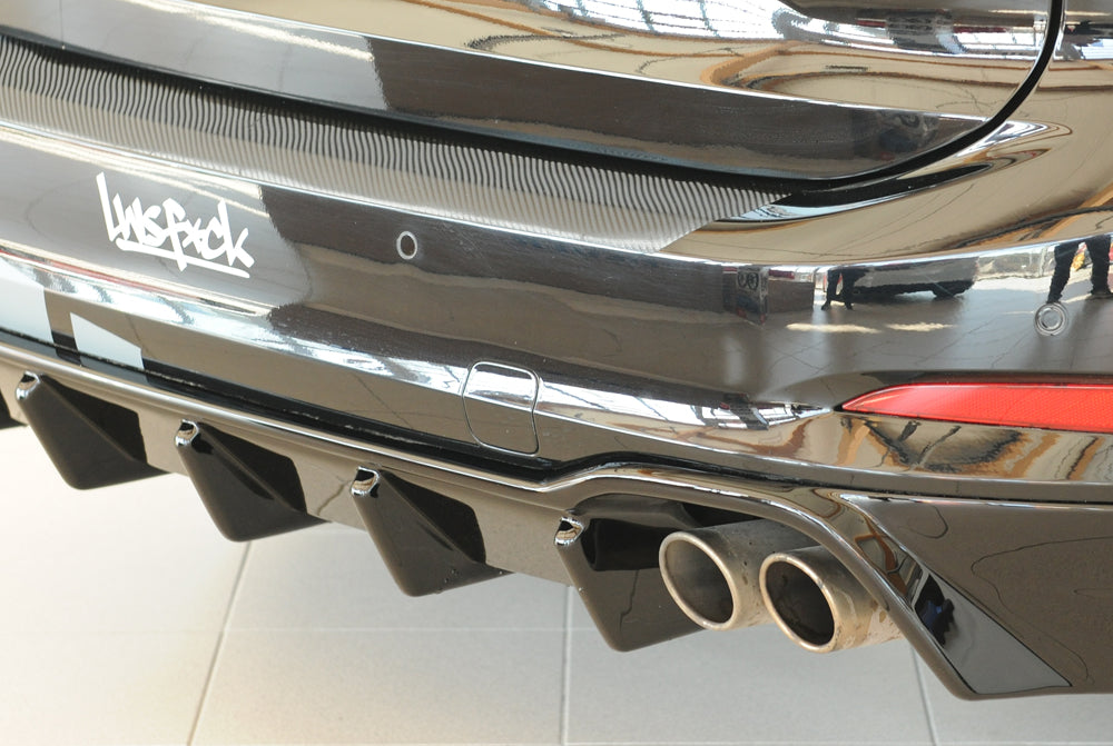 Ford Focus 4 (DEH) Rieger Heckeinsatz für orig. Doppelendrohr re., (2x70mm ø), (2x80mm ø), ABS, schwarz glänzend, für Fzg....