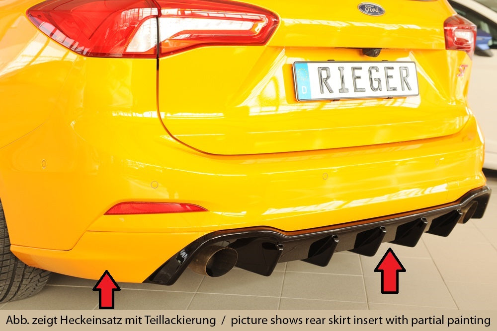 Ford Focus 4 ST (DEH) Rieger Heckeinsatz (für Fzg. mit AHK) für orig. Endrohr li. u. re., (83mm ø), ABS, schwarz glänzend,...