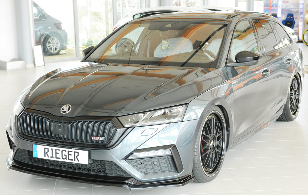 Skoda Octavia RS (NX) Rieger Spoilerschwert für orig. Frontschürze, ABS, schwarz glänzend, 
inkl. Montagezubehör, ABE