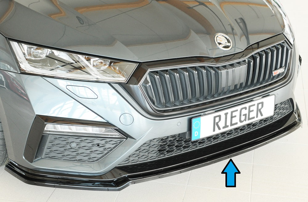 Skoda Octavia RS (NX) Rieger Spoilerschwert für orig. Frontschürze, ABS, schwarz glänzend, 
inkl. Montagezubehör, ABE