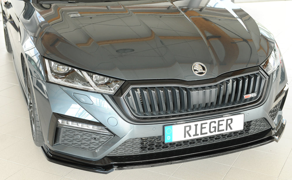 Skoda Octavia RS (NX) Rieger Spoilerschwert für orig. Frontschürze, ABS, schwarz glänzend, 
inkl. Montagezubehör, ABE