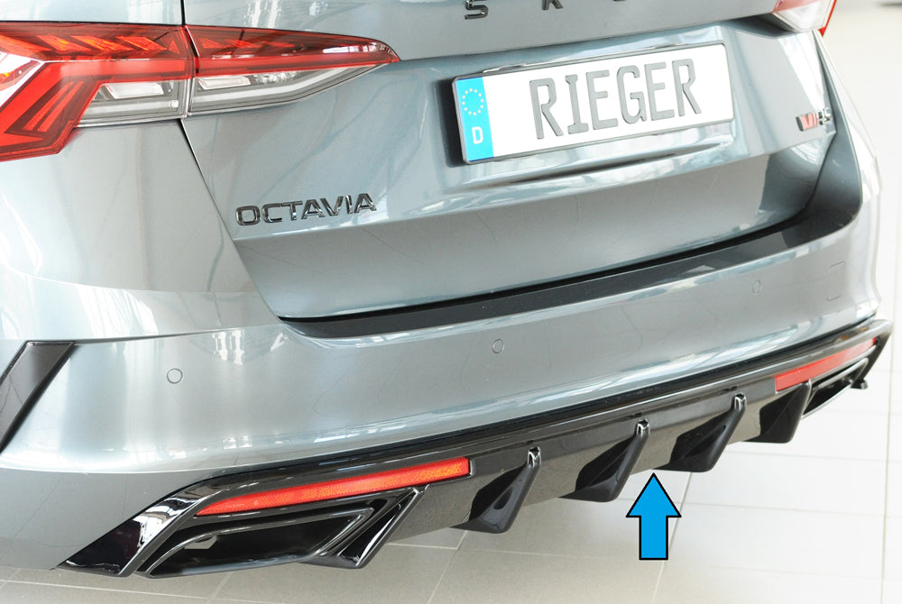 Skoda Octavia RS (NX) Rieger Heckeinsatz für orig. Endrohrblende li. u. re., ABS, schwarz glänzend, für Fzg. mit Anhängeku...