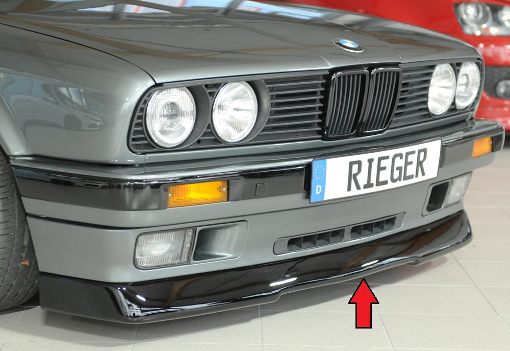 BMW 3er E30 Rieger Spoilerlippe (GBL-38011) ABS, schwarz glänzend, 
inkl. Gutachten, Montagezubehör