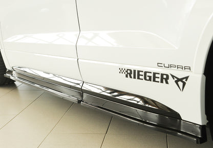 Seat Ateca Cupra (5FP) Rieger Seitenschwelleransatz (3-tlg.) links, 3-tlg., ABS, schwarz glänzend, 
inkl. Montagezubehör, ...