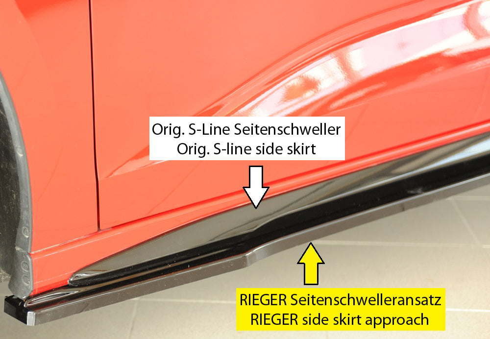 Audi A3 (GY) Rieger Seitenschwelleransatz links, für orig. Seitenschweller, ABS, schwarz glänzend, für Fzg. mit S-Line Ext...