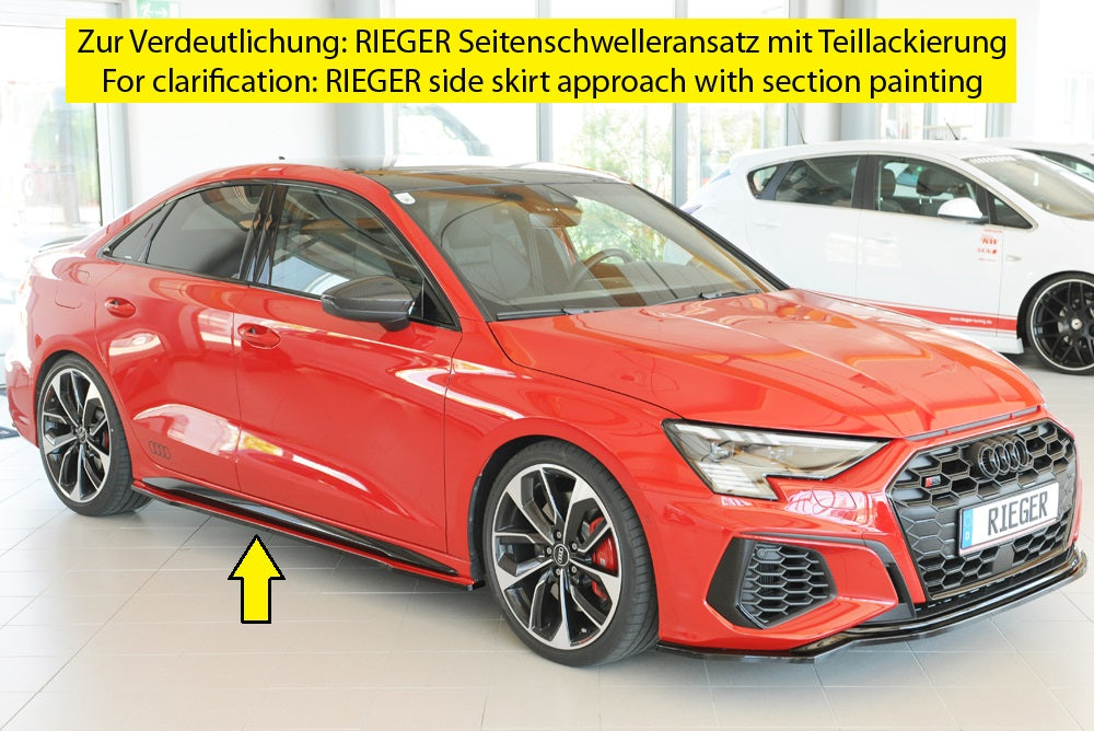 Audi A3 (GY) Rieger Seitenschwelleransatz links, für orig. Seitenschweller, ABS, schwarz glänzend, für Fzg. mit S-Line Ext...