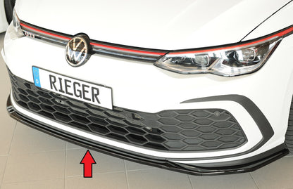 VW Golf 8 GTD Rieger Spoilerschwert nur für GTI / GTD / GTE für orig. Frontschürze, ABS, schwarz glänzend, 
inkl. Montagez...