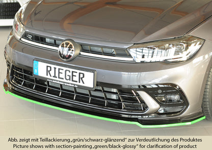 VW Polo (AW) GTI Rieger Spoilerschwert für orig. Frontschürze, ABS, schwarz glänzend, 
inkl. Montagezubehör, ABE