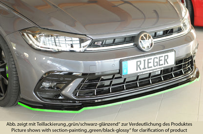 VW Polo (AW) GTI Rieger Spoilerschwert für orig. Frontschürze, ABS, schwarz glänzend, 
inkl. Montagezubehör, ABE