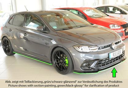 VW Polo (AW) GTI Rieger Spoilerschwert für orig. Frontschürze, ABS, schwarz glänzend, 
inkl. Montagezubehör, ABE