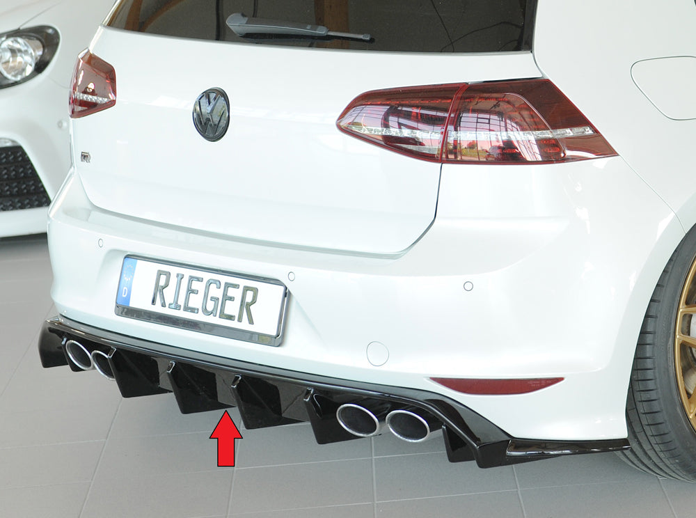VW Golf 7 R-Line Rieger Heckeinsatz für Doppelendrohr li. u. re., (115x70mm oval), (115x85mm oval), ABS, schwarz glänzend,...