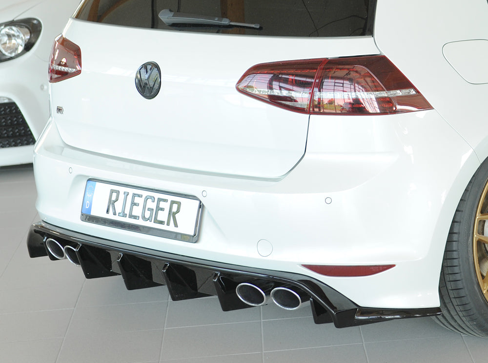 VW Golf 7 R Rieger Heckeinsatz für Doppelendrohr li. u. re., (115x70mm oval), (115x85mm oval), ABS, schwarz glänzend, für ...