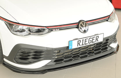 VW Golf 8 GTI Clubsport Rieger Spoilerschwert nur für GTI Clubsport für orig. Frontschürze, ABS, schwarz glänzend, 
inkl. ...