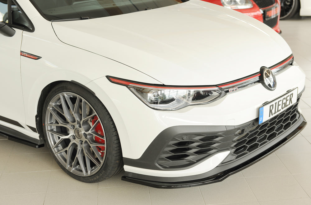 VW Golf 8 GTI Clubsport Rieger Spoilerschwert nur für GTI Clubsport für orig. Frontschürze, ABS, schwarz glänzend, 
inkl. ...
