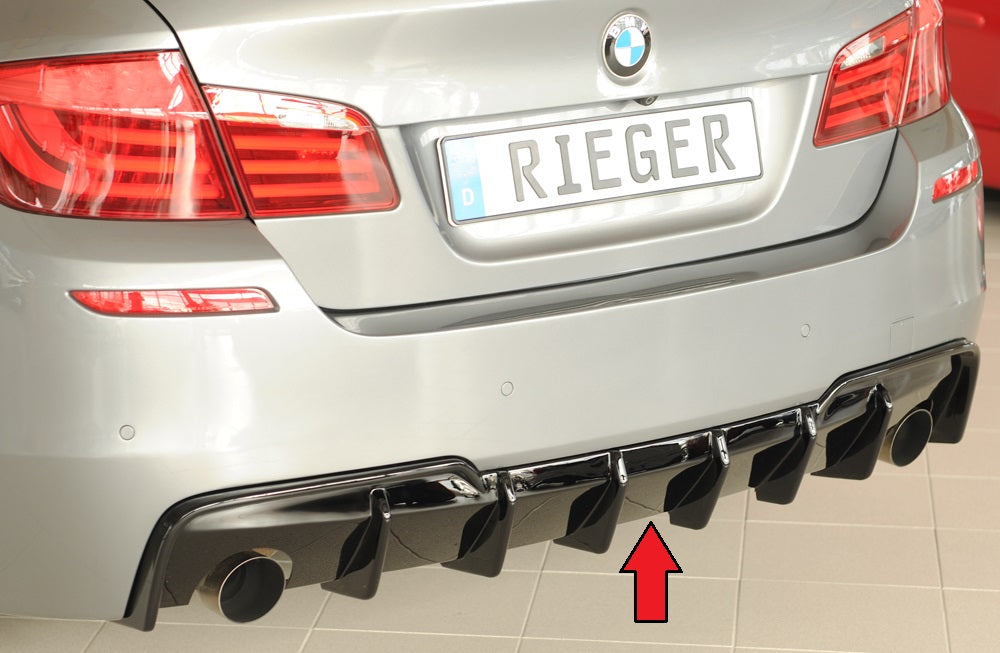 BMW 5er F11  (5K) Rieger Heckeinsatz (für Fzg. mit AHK) für orig. Endrohr li. u. re., (90mm ø), ABS, schwarz glänzend, für...