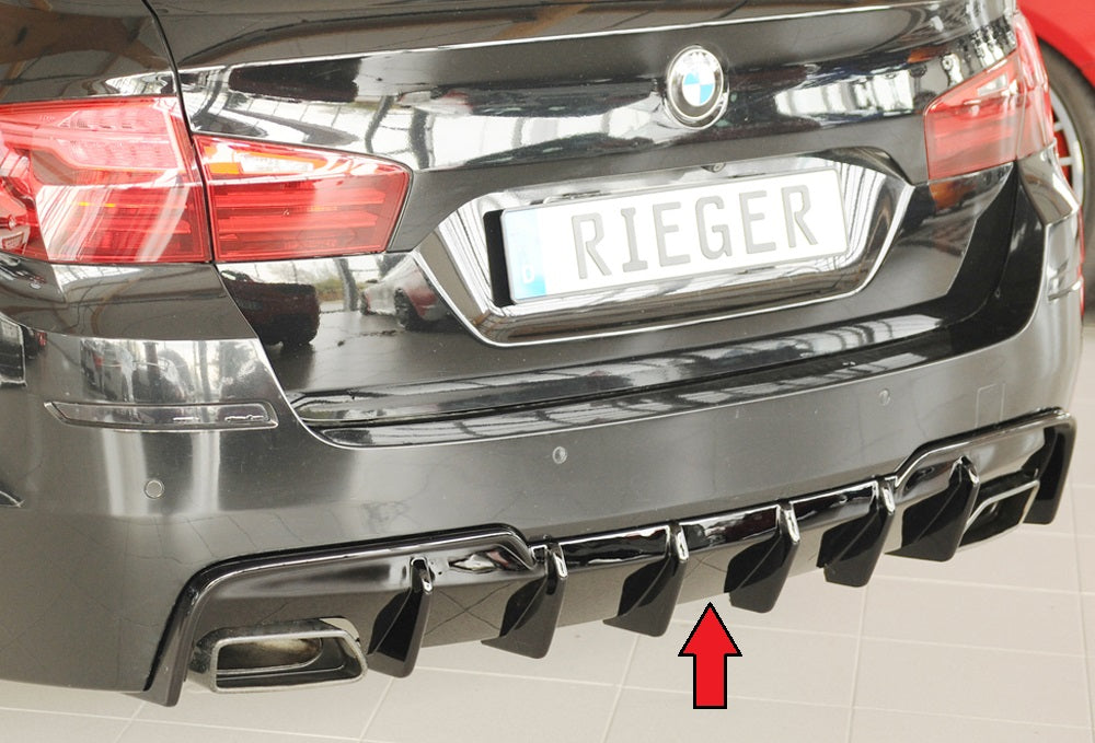 BMW 5er F11  (5K) Rieger Heckeinsatz (für Fzg. mit AHK) für orig. Endrohrblende li. u. re., (550i / 550i xDrive / M550d xD...