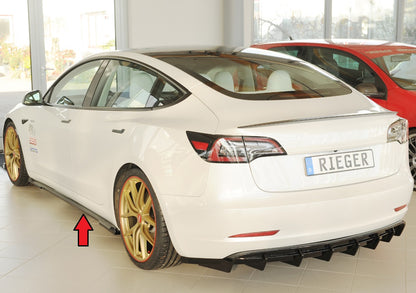 Tesla Model 3  (003) Rieger Seitenschwelleransatz links, für orig. Seitenschweller, ABS, schwarz glänzend, 
inkl. Montagez...