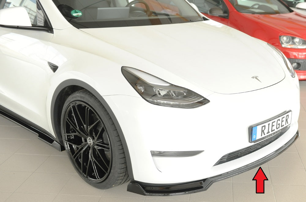 Tesla Model Y  (003) Rieger Spoilerschwert für orig. Frontschürze, ABS, schwarz glänzend, 
inkl. Montagezubehör, ABE