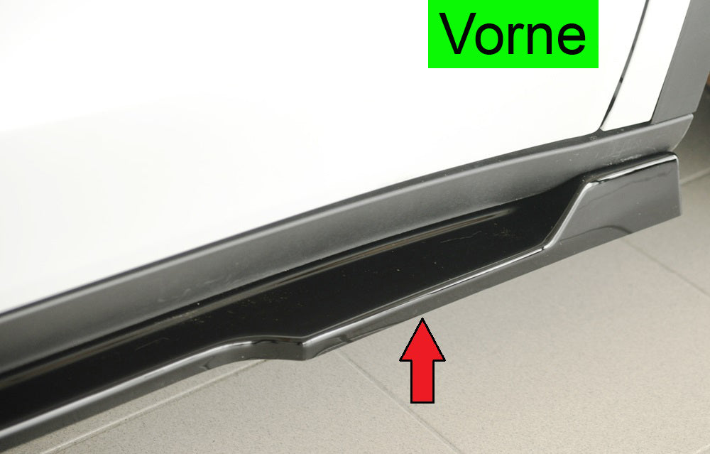 Tesla Model Y  (003) Rieger Seitenschwelleransatz rechts, für orig. Seitenschweller, ABS, schwarz glänzend, 
inkl. Montage...