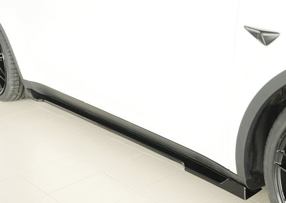 Tesla Model Y  (003) Rieger Seitenschwelleransatz rechts, für orig. Seitenschweller, ABS, schwarz glänzend, 
inkl. Montage...