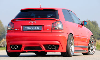 Audi A3 (8L) Rieger Seitenschweller    links, mit Schacht, mit Ausschnitt, ABS, Carbon-Look, 
inkl. Alugitter, Montagezubehör, ABE