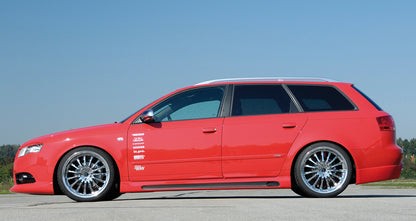 Audi A4 (8E) Typ B6 Rieger Seitenschweller  links, mit Schacht, mit Ausschnitt, ABS, Carbon-Look, für Fzg. mit S-Line Exterieur und ohne S-Line Exterieur, 
inkl. Alugitter, Gutachten, Montagezubehör