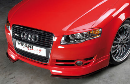 Audi A4 (8E) Typ B7 Rieger Spoilerschwert für Spoilerlippe 55220 2-tlg., für Spoilerlippe, ABS, Carbon-Look, für Fzg. ohne S-Line Exterieur, 
inkl. Montagezubehör, ABE