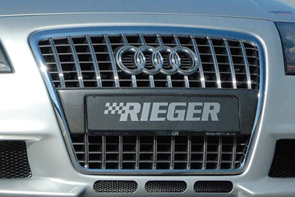 Audi A3 (8P) Rieger Kennzeichenauflage aus ABS/Carbon-Look für Audi (S-) Grill (164012 / 211249 /  211228) ABS, Carbon-Look