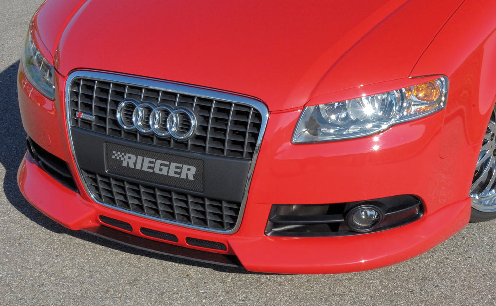 Audi A4 (8E) Typ B7 Rieger Spoilerschwert   für Spoilerlippe 55230 / 55232 mittig, ABS, Carbon-Look, für Fzg. mit S-Line Exterieur, 
inkl. Montagezubehör, ABE